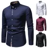 Männer Casual Hemden Hemd 2023 Mode Umlegekragen Blau Schwarz Weiß Langarm Männliche Bluse Elegante Druck Spleißen Mann Polo