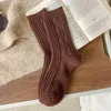 Women Socks Warm Cashmere Japanese Style Black White Winter Thicken Solid Color Wool Girl