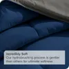 5-teiliges wendbares Bed-in-a-Bag, Queen, Dunkelblau-Grau-Bettdecke mit grauem Bettlaken-Set