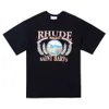 T-shirt Collezione di alta qualità Rhude Lettera Stampa floreale del fumetto T-shirt ampia casual a maniche corte 584U