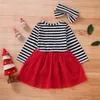 Meisje Jurken Arloneet Baby Baby Meisjes Kerst Kerstman Gestreepte Jurk Prinses Hoofdband Outfits Peuter Mesh Tule Kostuums CS17