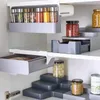 Kitchen Spice Rack Wall-mounted Spice Organizer Under Desk Drawer Seasoning Bottle Storage Holder Self-adhesive Kitcen Supplies