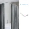 Postes 1 Juego de barra para cortina de ducha en forma de U/L, barra retráctil curvada de acero inoxidable 201, barra de montaje para cortina de baño sin perforación