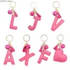 Porte-clés Alphabet anglais porte-clés cadeau créatif PU en cuir alliage cloche flanelle gland accessoires sac porte-clés pendentif J230427