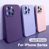 Officiële vierkante vloeibare siliconen zachte kast voor iPhone 14 13 11 12 Pro Max Mini X XR XS 7 8 Plus SE 2 Volledige lensbescherming