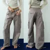 Pantaloni da donna Capris Salopette da donna Pantaloni Casual Tasche larghe Decorazione Pantaloni Donna Streetwear 231124