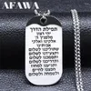 Pendant Necklaces Hebrew Scripture Mezuzah Necklace For Women/Men Stainless Steel Silver Color Jewish Israel Amulet Chain Male Jewelry