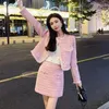 Two Piece Dress High Quality Women Short Jacket Coat Skirt Sets Korean Fashion Sweet Suits Top Christmas clothing