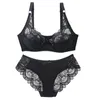 Beha's stelt sexy kant plus maat vrouwelijke lingerie transparante dunne dikke dikke bcde cup bh bh sets ademende dames ondergoed slipjes briefs 230427