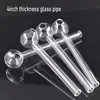 Top qualité 4 pouces 10 cm Pyrex brûleur à mazout tuyaux en verre clair épais mini brûleurs barboteur pour fumer de l'eau Bongs paille huile ongles tuyaux