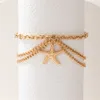 Cadletti vintage Starfish Pendant Multilater Braccialetti Ankle Braccialetti Anklet in acciaio inossidabile per donne Gioielli Accessori per catene di caviglie boho Boho 230426