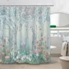 Шторы Лось в Фанстри Лес с цветами, птицами, бабочками, стрекозами, тканевые шторы для ванной комнаты