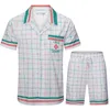 Casablanc 23ss designer hommes t-shirt ensemble Masao San imprimé hommes chemise décontractée et shorts femmes chemise en soie ample t-shirts de haute qualité Free Transportation hommes chemises