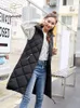 Damesvest Vest Herfst Winter Capuchon Mode Lattice Halflange versie Slank Katoen Dameskleding Warme mouwloze jassen 231124