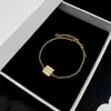 Classic Ladies Gold Square -kettingarmband, niche -ontwerper Europees en Amerikaanse stijlpaar Bracelet, verlovingsverjaardag Geschenken Designer Sieraden DHL GRATIS