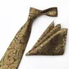Bow Ties RBOCO2PCS 8cm Necktie And Handkerchief Set Mens Paisley Tie Pocket Squares Fashion Plaid & Floral Wedding Red