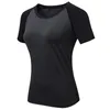 Actieve shirts Tees yoga strakke passende korte mouwen fitness lopende training training snel drogen elastische kleur matching round nek t-shirt kleding