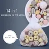 Tillbehör 500g 14 In1 Aquarium Filter Media Ceramic Bio Balls Fish Tank Bio Filter Media Ceramic Rings with Net Bag Aquarium Acessories