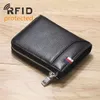 RFID -skyddad äkta lädermens dragkedja designer plånböcker manliga modeko läder mynt nollkort pursar svart kafffärg no11265b