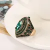 Обручальные кольца Kinel Mewah Cincin untuk Wanita Vintage Lihat aaa kristal hijau boho perhiasan warna emas pesona etnis pernikahan 230427