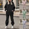 Kvinnors tvåbitar byxor 2 Set Women Tracksuit Autumn Winter Warm Hoodies Top Pant Suits Sweatshirts Jogging Outfits Sweatpants