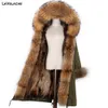 Fur Lavelache Nowy Xlong Parma Winter Jacket Women PRAWDZIWA FUROWA PLATER BIG Naturalny szop fur