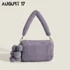 Borse a tracolla Design Borsa a tracolla invernale per donne e ragazze Moda Furry Free Grape Ciondolo 2 cinghie Trucco