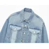 Vestes Femme TRAF bleu Denim veste femmes recadrée Bomber veste femme à manches longues surdimensionné vestes pour femmes Streetwear découpé manteaux femme 231127