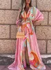 Vestidos de biquíni cobrir ups maxi vestido feminino verão boho praia vestido de verão sexy floral impressão túnica vestido longo feminino maiô feminino