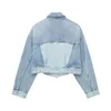 Vestes Femme TRAF bleu Denim veste femmes recadrée Bomber veste femme à manches longues surdimensionné vestes pour femmes Streetwear découpé manteaux femme 231127