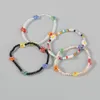 Filo di alta qualità Perle di vetro Fatte a mano Fiore margherita Bracciale rigido elastico per le donne Bohemian Semplici perline colorate elasticizzate