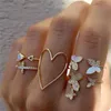 Bandringen Vintage Boheemse geometrische ringen Sets Crystal Star Moon Butterfly Zirkoon Bloemblad Ringen voor vrouwen Knuckle Finger Ring Sieraden AA230426