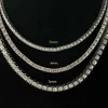 3/4/5mm Tennis Chains, Luxury Iced Out Single Row Necklaces, Rose Gold Silver Pink Women Men Fashion Round Diamond Rhinestone Bling Hip Hop Jewelry Bracelet Gifts