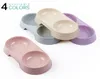 Macaron Pet Double Bowl Plastik Yavru Kedi Köpek Memesi İçme Tepsisi Besleyici Kedi Besleme Malzemeleri Aksesuarlar Cuenco Para Gatos 220211324f4040184