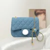 Denim goldene Kugel Diamantgitterkette neues Schloss vielseitige kleine quadratische Mode Sommer Pendlertasche Großhandel Handtaschen 30 Dollar