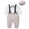 Kledingsets Babykleding Herfst Jongenspakken Pasgeboren Gentleman Feestkostuum Zachte katoenen shorts Doopjurk Pasgeboren cadeauset R231127