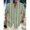 Camisas casuais masculinas camisa de moda havaiana impressão geométrica cuba gola branca manga curta plus size casaco de alta qualidade