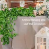 Decoratieve bloemen 12 stuks kunstmatig hangende blad Ivy Vine nep krans planten ratten zelfassemblage voor kerstfeest badkamer badkamer