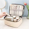 Cosmetic Organizer Large travel toilet makeup bag double-layer portable PU leather makeup bag multifunctional women's storage bag 231127