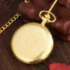 Pocket Watches Gold Delicate Carved Pattern Shield Antique Steampunk Vintage Roman Normals Quartz Reloj de Madera 230426