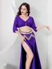 Stage Wear Women's Belly Dance Dress Carnival Double-sided Split Tassel Oriental Sexy Shiny Artificial Diamond V-neck