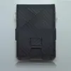 本革の魔法の財布ID銀行カードケースキーホルダー男性のためのキーホルダー反RFIDアルミニウムメタルウォレットホルダー1211p