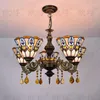 Lampes suspendues Tiffany Baroque Paon Vitrail Luminaire Suspendu E27 110-240V Chaîne Lumières Pour La Maison Salon Salle À Manger