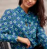 Blouses voor dames camisas y blusas dames shirts satijnen vintage print boog casual blouse voor vrouwen met lange mouwen shirt zijden pullover dames