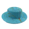 Brede rand hoeden Splash Ink Art Design Straw Hat 2023 Zomer dames platte bovenste pet Buiten strandreizen Sunhat Panama