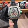 Richarder Milles Watch 2024 Najwyższej jakości automatyczny ruch mechaniczny marka męskiej marki luksusu puste 6-pinowe wysokiej klasy hold-end