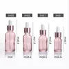 Cherry Pink Glass Essential Oil Parfume Bottle Liquid Reagent Pipette Droper flaskor med Rose Gold Cap 10-50 ml FGBFB