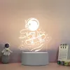 조명 3D 아크릴 LED 나이트 라이트 스케이트 보르 우주 비행사에 달 아이 방 장식 새 태어난 아기 선물 보육 테이블 램프 홈 장식 AA230426
