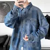 Camisas casuais masculinas camisa de manga comprida solta encaixe japonês na moda marca lapela ruffian bonito jaqueta jeans