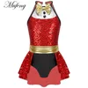 Stage Wear Kids Girls Seques Christmas Ice Skating costume di Natale Anno cosplay smoking leotard abito jazz tip tap dancewear